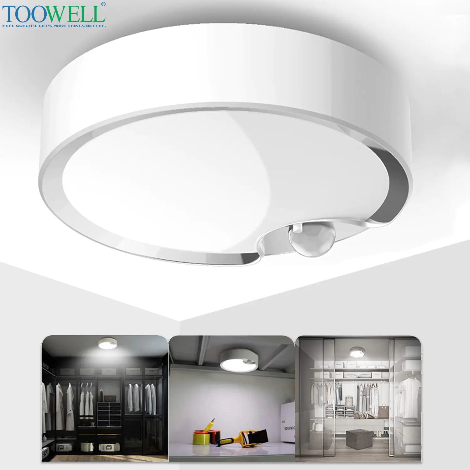 Ceiling light fixture with TOOWELL branding in a room setting