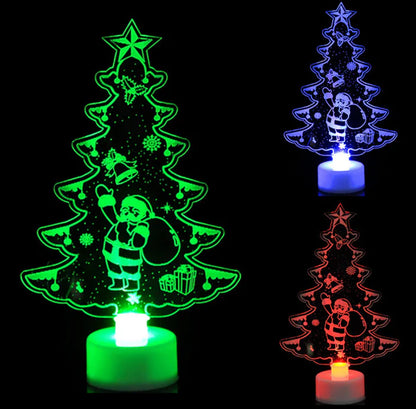 Color-changing LED Christmas tree lights on a black background