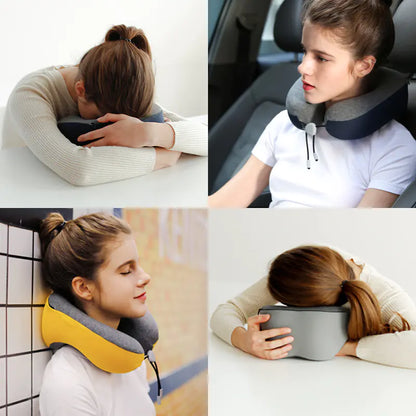 Slow Rebound Memory Foam U-Shaped Pillow – Neck & Head Support Cushion for Home & Travel.