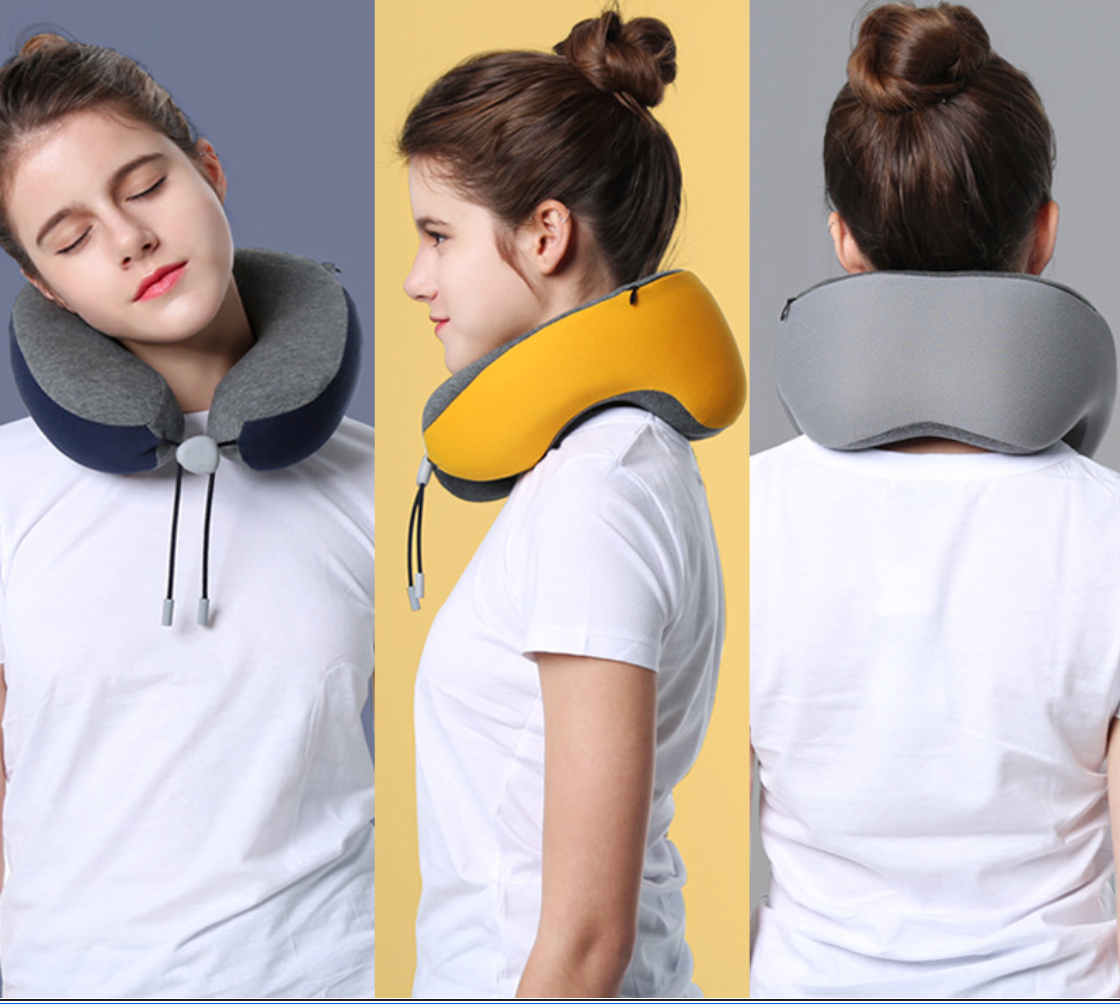 Slow Rebound Memory Foam U-Shaped Pillow – Neck & Head Support Cushion for Home & Travel.